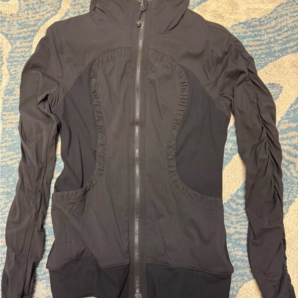 Black Utility Jacket with High Collar and Full-Zip